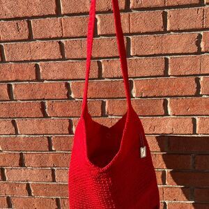 Vintage Red Jaqueline Ferrar crochet shoulder bag